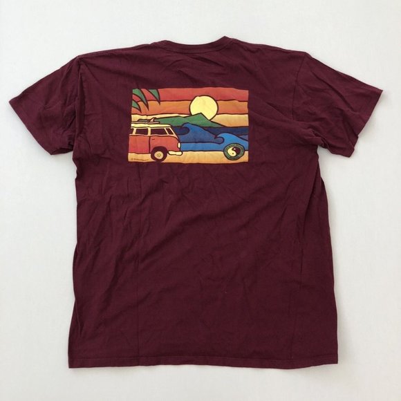T&C Surf Design Adult Shirt L Burgundy Short Sleeve Crew Neck Size L Men's - Picture 8 of 14